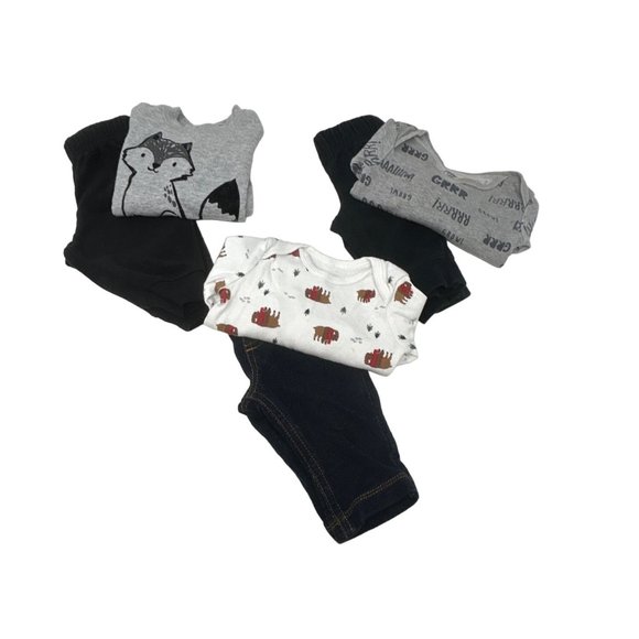 Baby Boy's - 2 Sweatpants, 1Jeans, 2 Body Suits, 1 Sweatshirt -‎ Size 3 Month - Picture 1 of 9